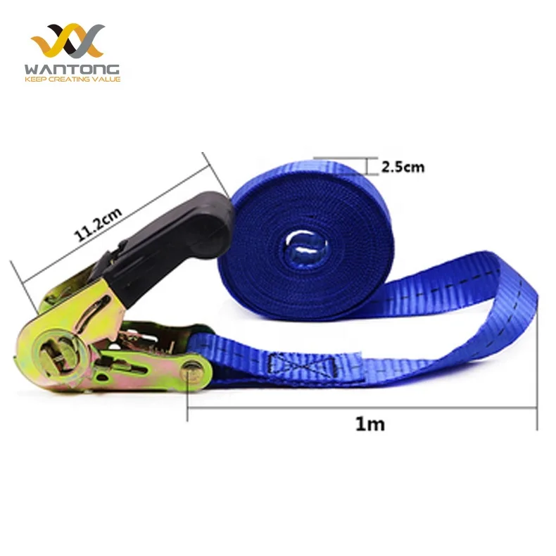 1 inch 25mm Heavy Duty Ratchet Polyester Webbing With Rubber Handle Cargo Lashing Tie Down Belt Straps