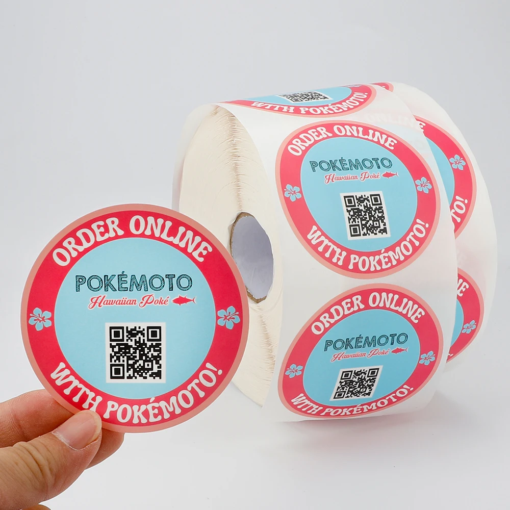 Custom Waterproof Adhesive Label Sticker Brand Logo Sticker With Qr Code Label Food Stickers For Product Packaging Label