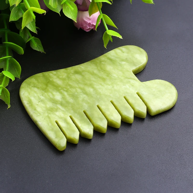 Гребень гуаша из натурального камня, Нефритовый расческа для массажа головы