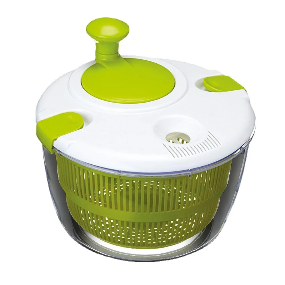 New Design Kitchen Tool 5L Large Capacity Manual Plastic rice washer Salad Spinner Vegetable Dryer spinning colander with handle