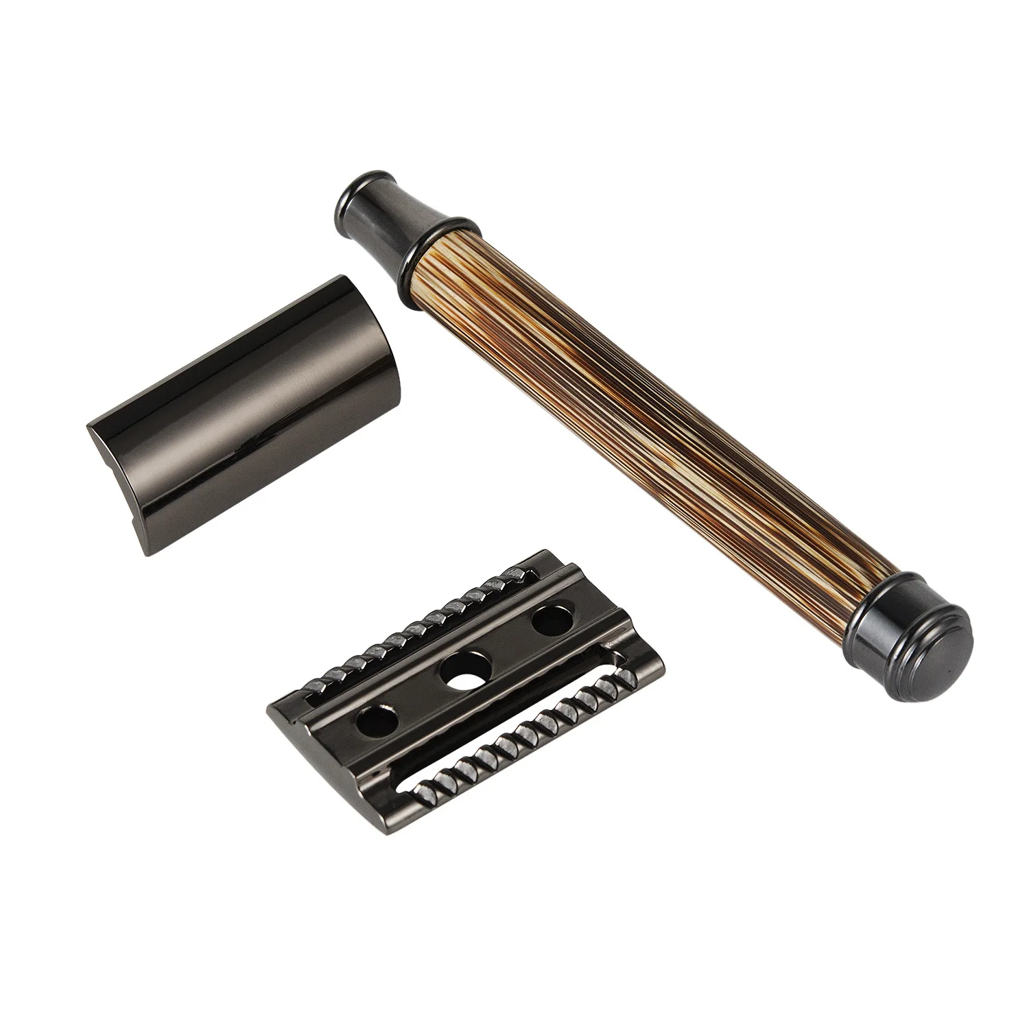 Natural Bamboo Safety Razor with Gun Metal Razor Head
