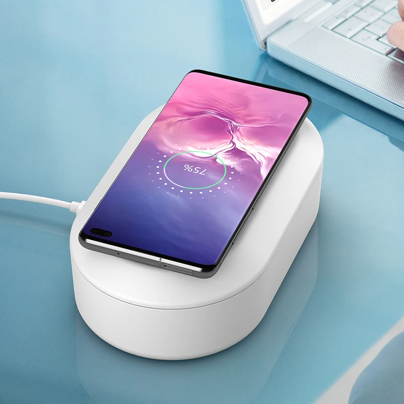 
15W Wireless Fast Charger Car Phone Holder UVC Ultraviolet Disinfection Lamps Ozone Filling Mobile Phone Disinfection Box 