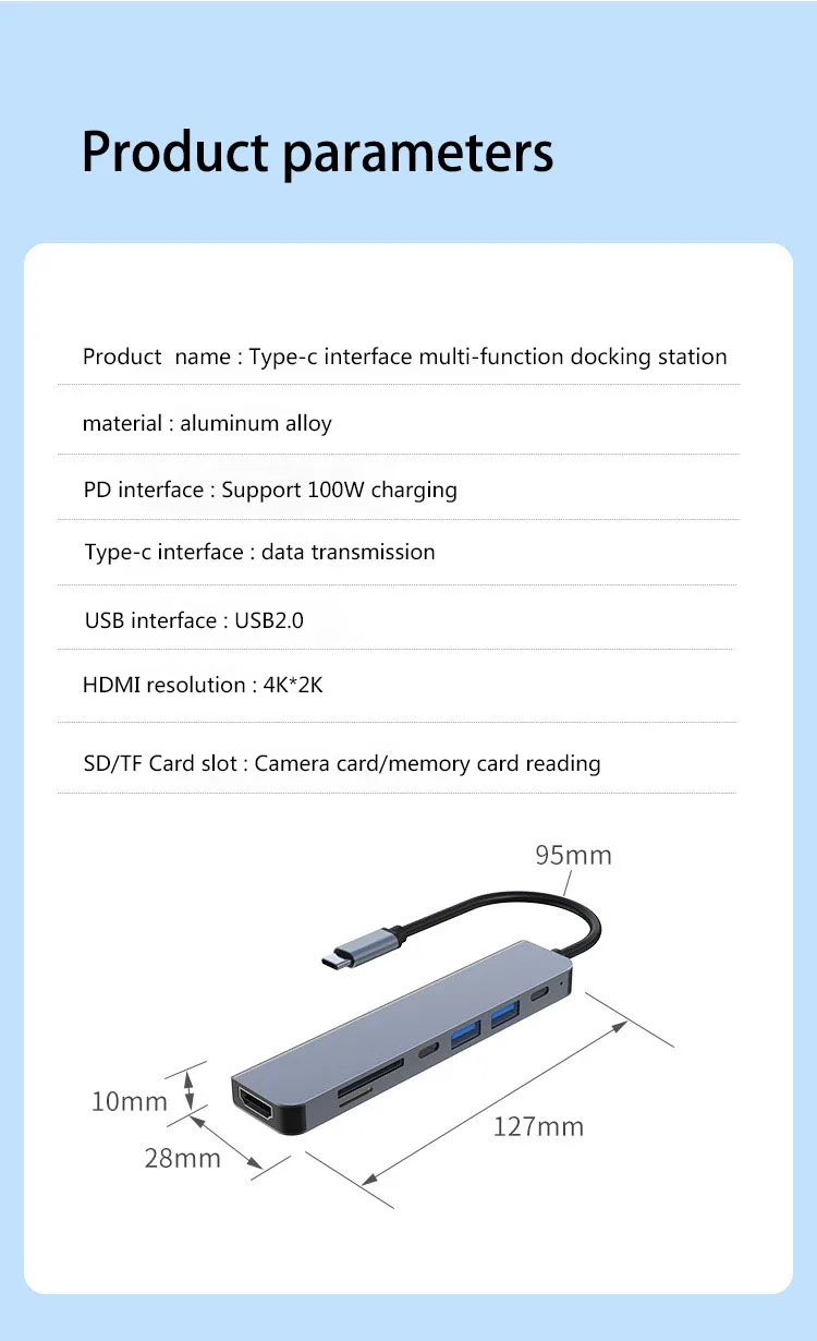 Hot selling 7 In 1 USB Type C USBC Multi Hub Laptop Docking Station HDTV 1080P  USB C Hub  For Macbook