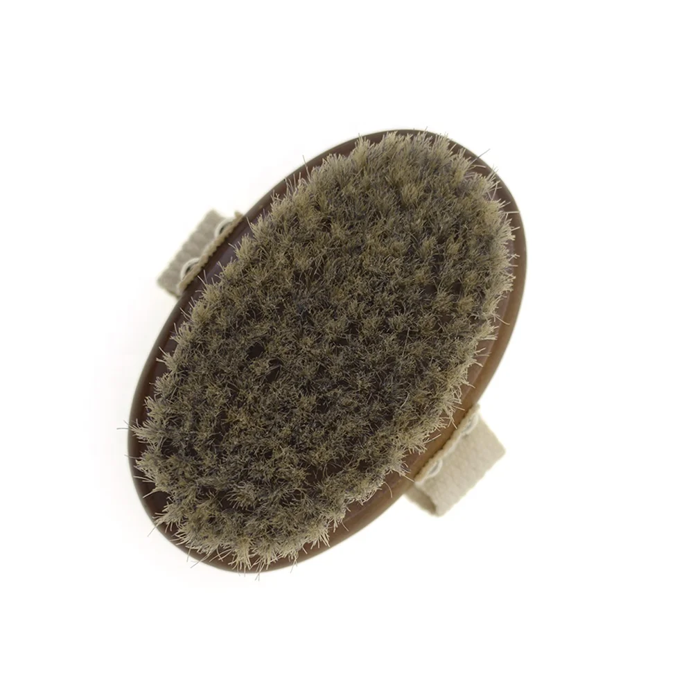 Роскошная щетка для сухого тела из коричневого дерева с натуральной сизальной щетиной