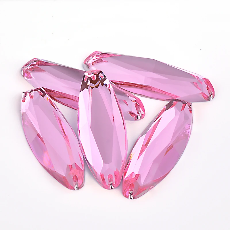 20*58mm Big Size Sew On Black AB Color Oval Crystal Applique Flat Back Acrylic Gems Sewing Strass Rhinestone For DIY Crafts