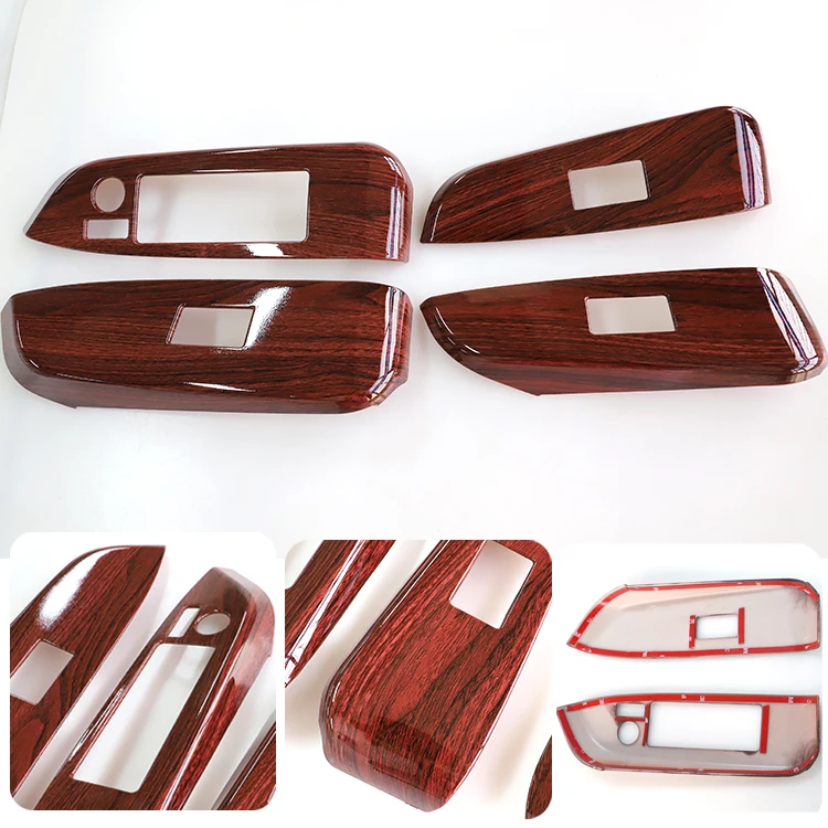 Chrome Interior Accessories Yellow Peach Wood car interior accessories Door Lock Panel Cover Trim For High lander