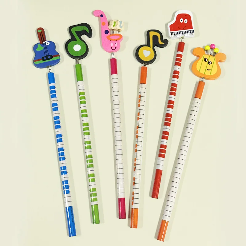 Cartoon Wooden Sketch Drawing Pen Fancy Stationery Musical Pencil Colorful Lead School Writing Supplies Use Promotional Purposes