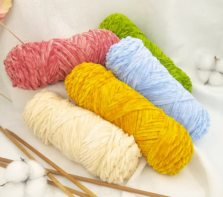 Chenille Yarn gold velvet coarse wool hand-knitted thread wholesale scarf thread crochet material bag chenille wool yarn