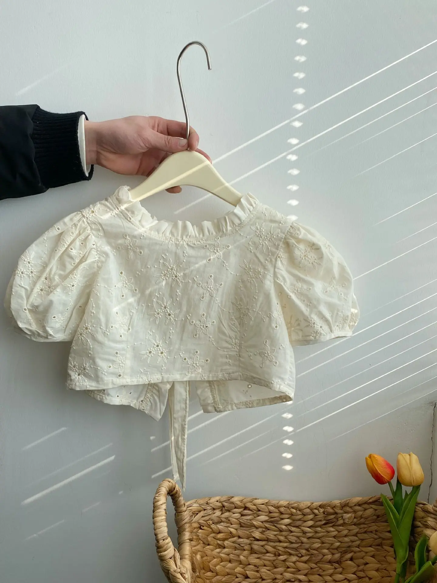 summer 2024 kids wholesale lace two piece skirt set for girls