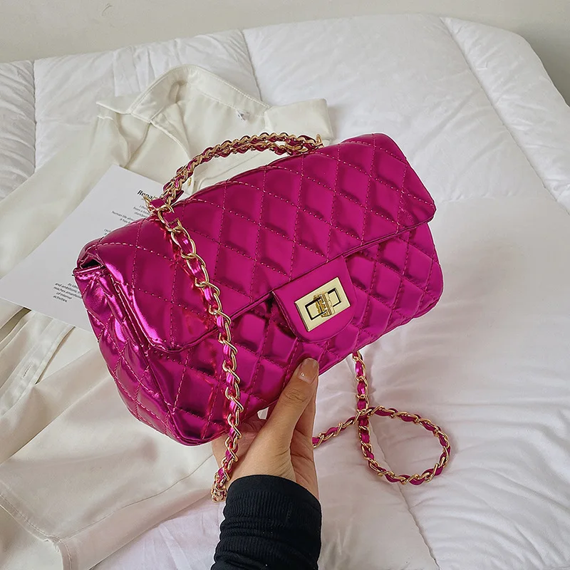 New Design Shimmer Glossy Women Handbags Luxury Designer Candy Ladies Colorful Crossbody Bags Leather Shoulder Sling Purse Bags