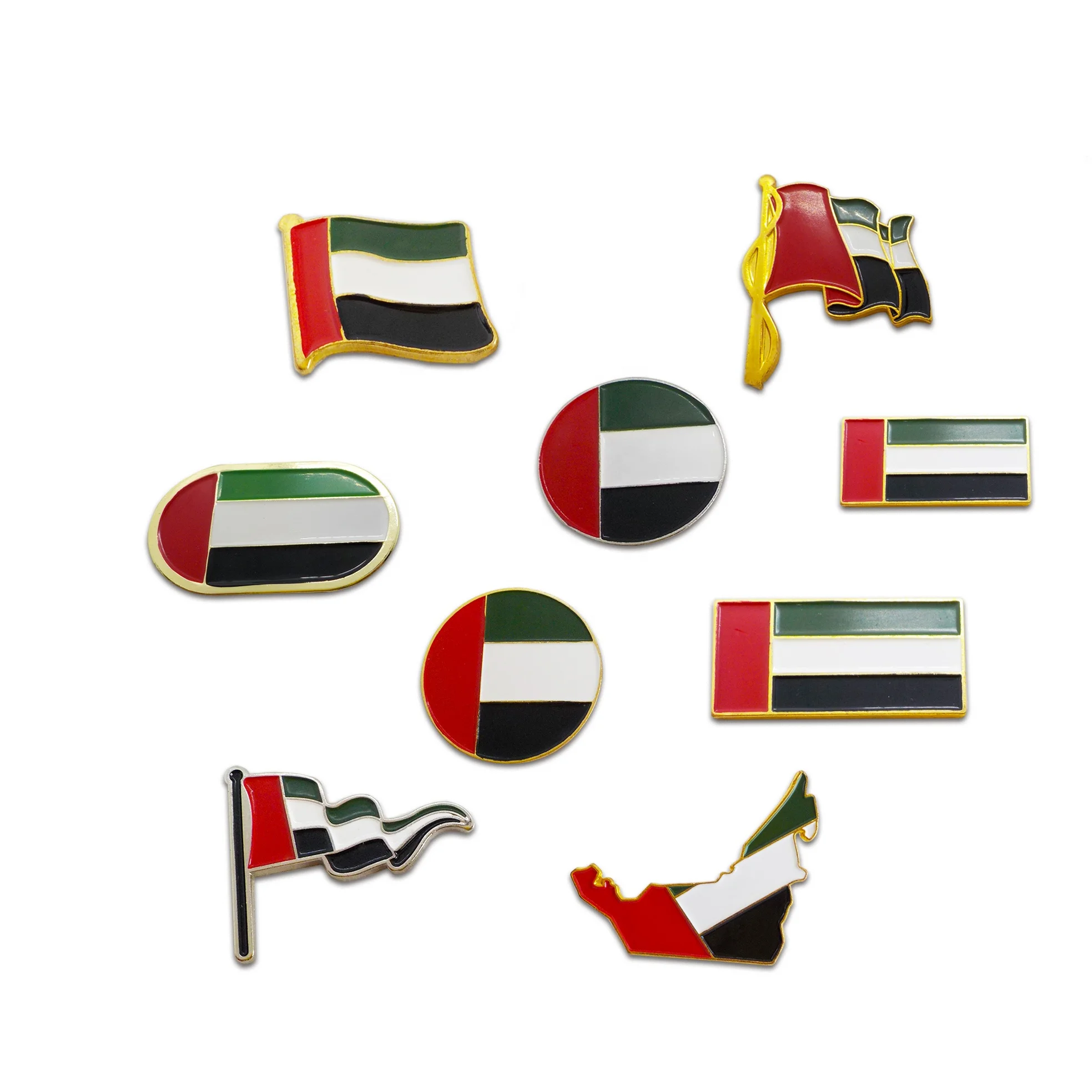 Ready to ship UAE United Arabia Emirates National flag pin badge, Hot sales custom soft enamel UAE national day magnet lapel pin