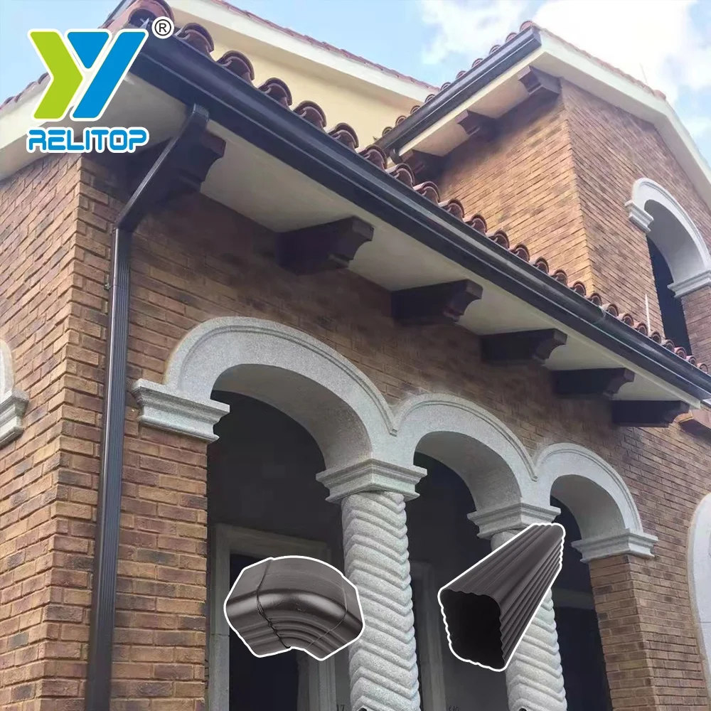 Eaves gutter falling water system aluminum alloy gutter metal roof drainage rain tank 90 degree side bend down pipe fittings