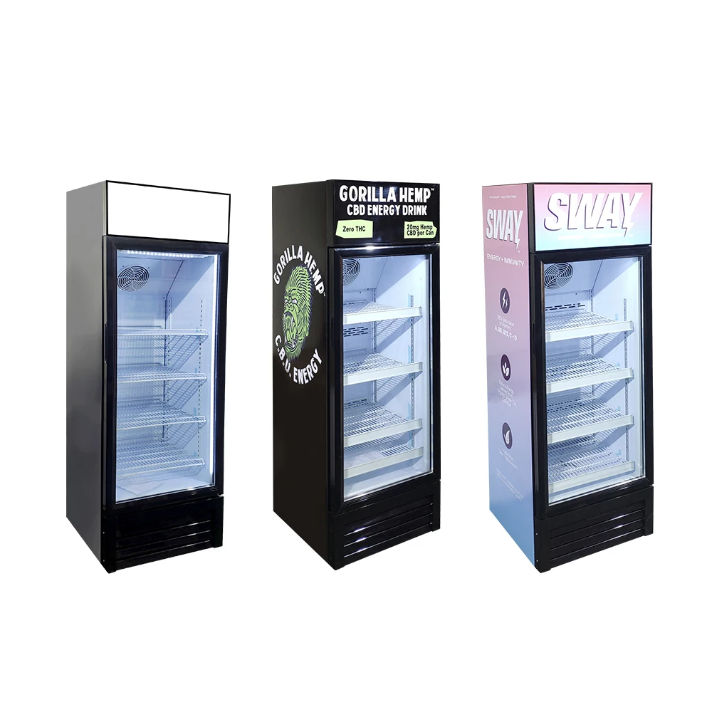 Meisda SC190B 190L Upright Commercial Refrigerator Stainless Steel Beverage Display Fridge with Electric Power Portable Used Gla