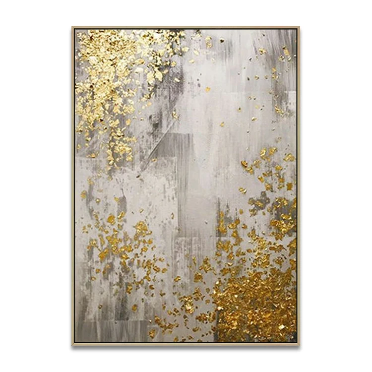 Hand Painted Living Room Decorative Canvas Artwork Handmade Gold Foil Painting Abstract Wall Art