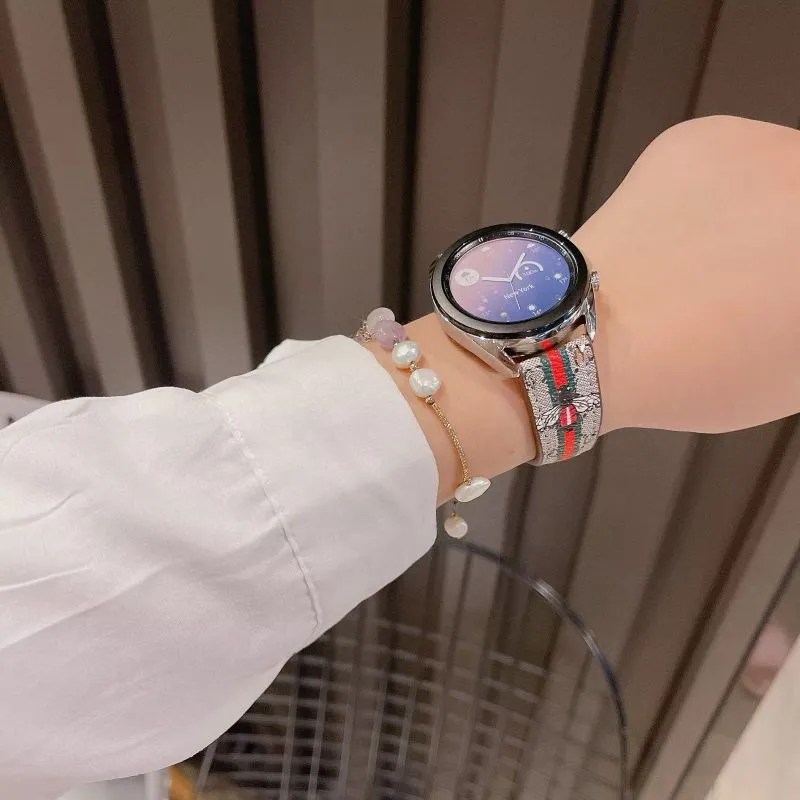 20 22mm PU leather Luxury designer style smart watch bands for galaxy watch 4 band for samsung galaxy active 2 watch bands
