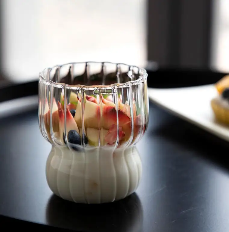 new cheap milk yogurt cups cute stripe drinking glasses