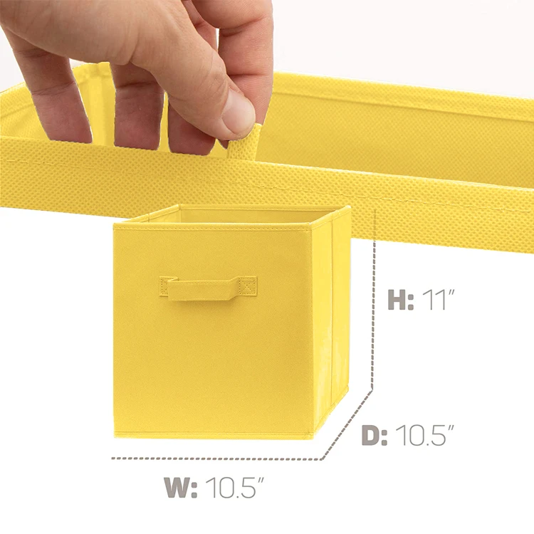 Yellow Foldable Toy Storage Cub Non Woven Fabric Clothes Organizer