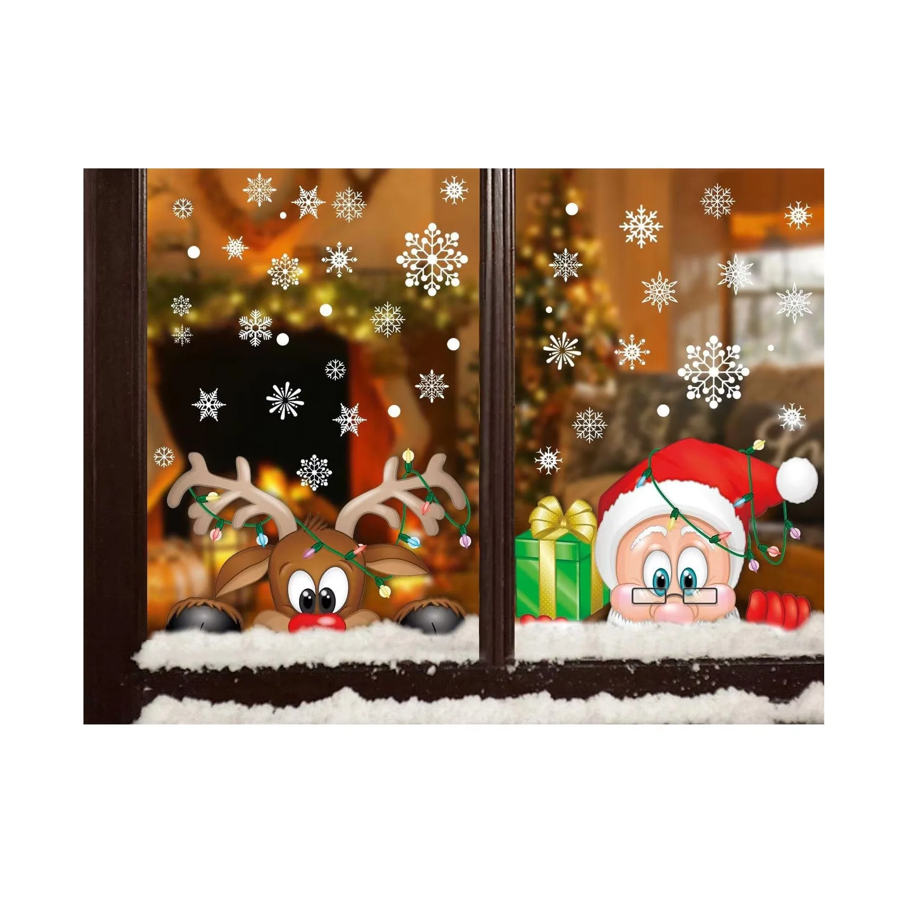 Custom Christmas Windows static decal Window Glass stickers Decor Die Cut Vinyl Stickers
