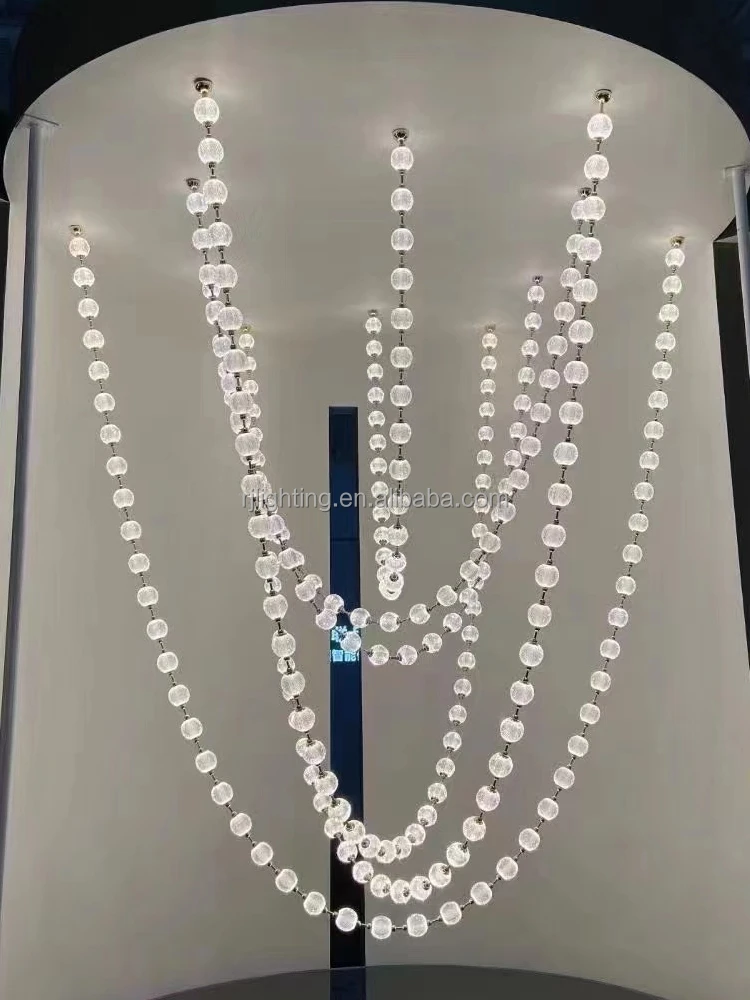 modern decorative led lamp custom hotel lobby sitting room luxury acrylic crystal ball chain lighting lights for high ceiling