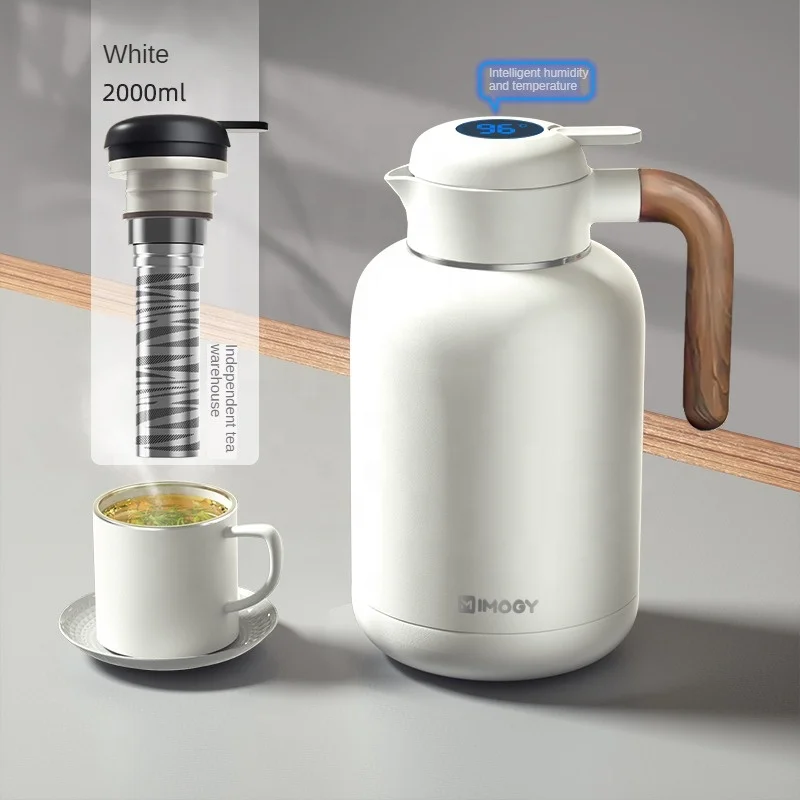 IMOGY 48-Hour Insulation 2000ml Vacuum Flask 316 Stainless Steel Water Bottle Tea Strainer Temperature Display Thermos
