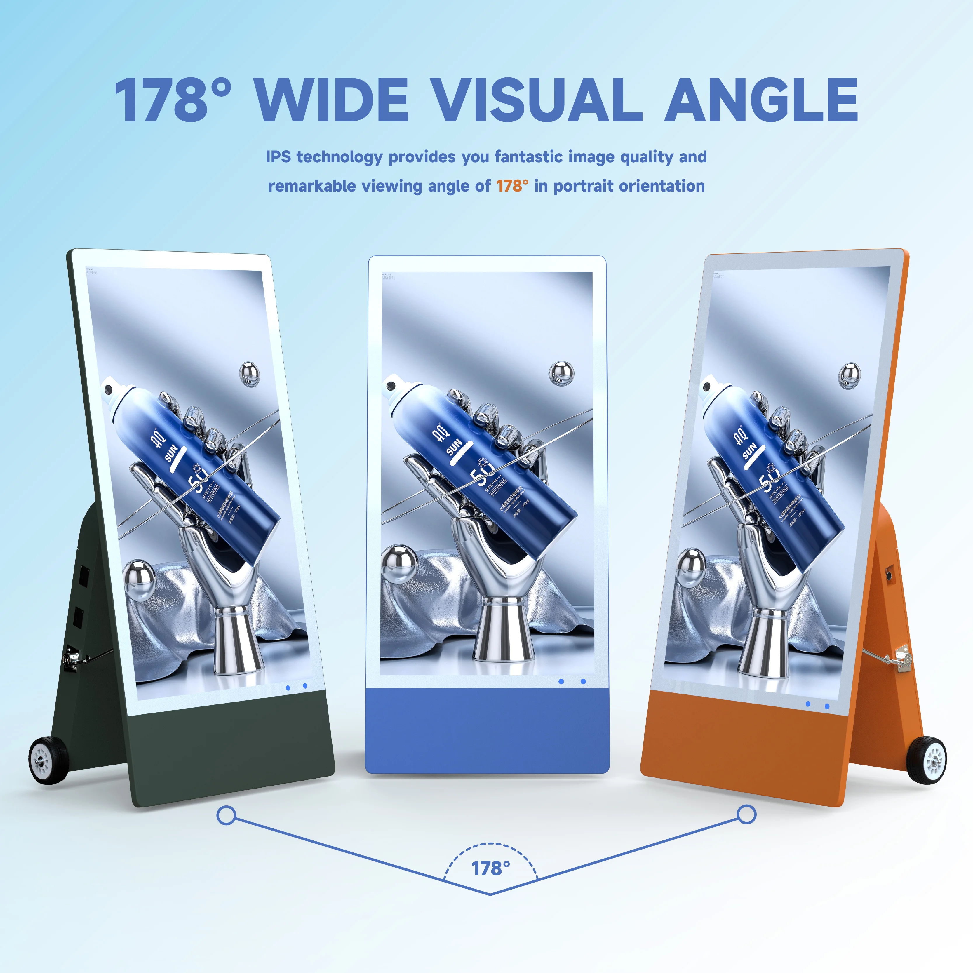 43 Inch Battery Powered  Anti Glare Glass Outdoor IP65 Waterproof LCD Outdoor Digital Signage Kiosk