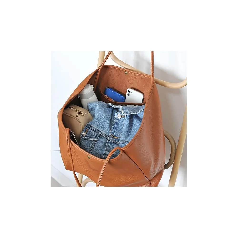 Oversize Vegan Leather Tote Women Weekender Bag Shopper Handbag Travel Purse