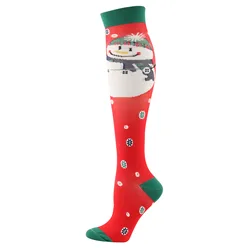 New design Wholesale  Christmas Compression Socks Women Men Thigh High Sport Snowman Compression Socks
