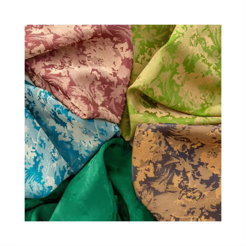 Two-Tone Colorful Radial Cationic Jacquard Fabric Satin Brocade Factory Direct for Dress Wedding Bag Lining Garment Use