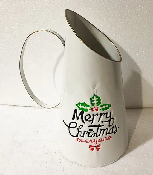 
Metal Milk jug metal Bucket Style Flower Pot garden metal flower pot watering can milk jug for Christmas gift 