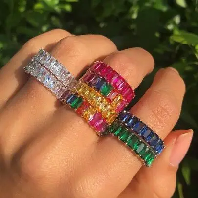 Модное многослойное позолоченное женское ювелирное изделие квадратное Радужное