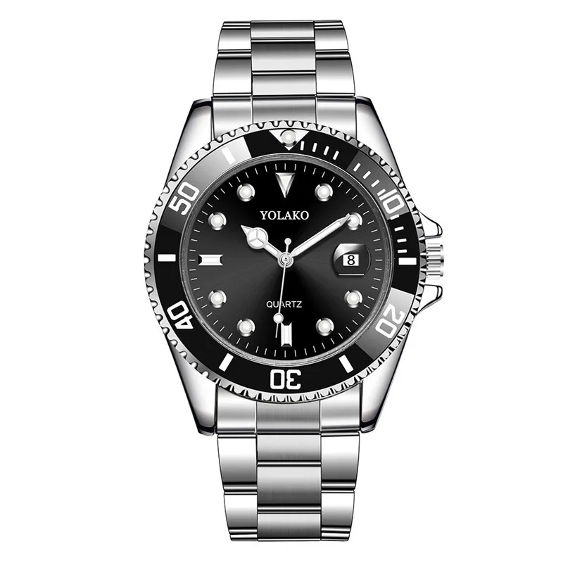 WJ-9791 Custom LOGO High Quality Calendar Quartz Man Wristwatch Gold Stainless Steel Belt Dive Luxury Watch Men