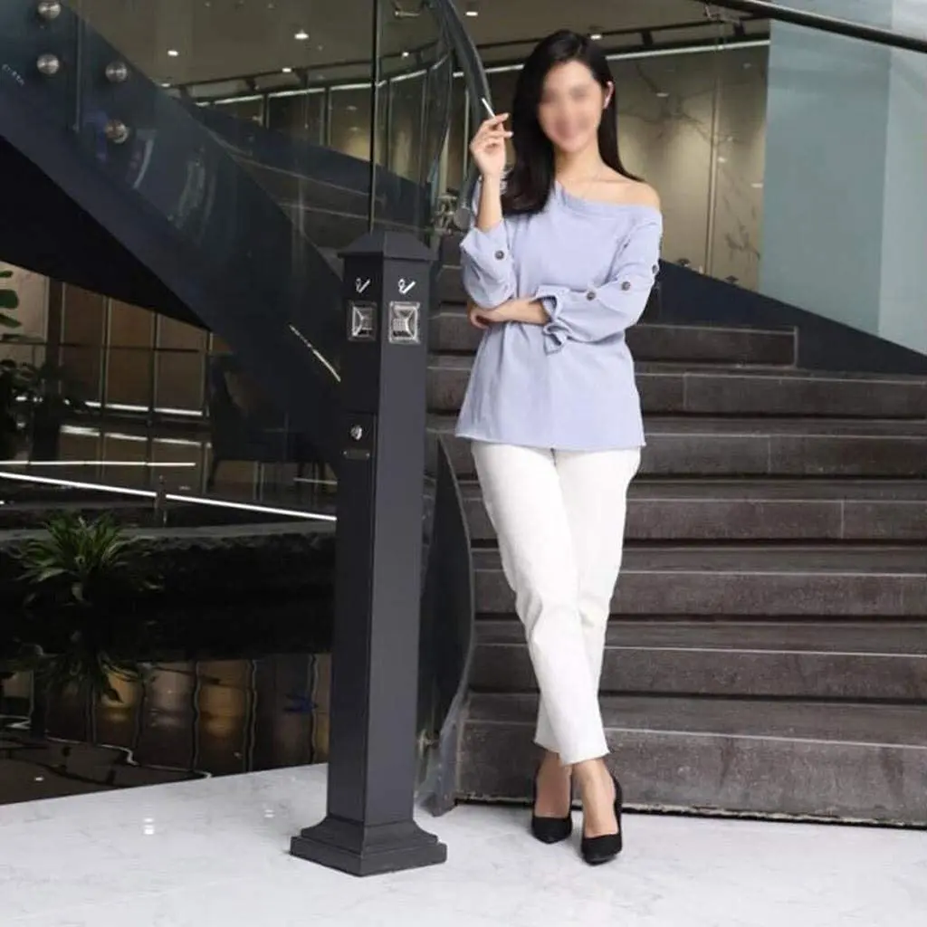 Stainless Steel Soot Column Ashtray for Shopping Malls Hotels Vertical Cigarette Butt Pedicle Outdoor Trash Can Floor Ash Column