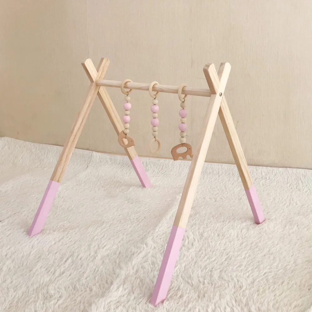 
Fessyc Wood Baby Gym with 3 Wooden Baby Teething Toys fitness frame children educational toys baby play gym 