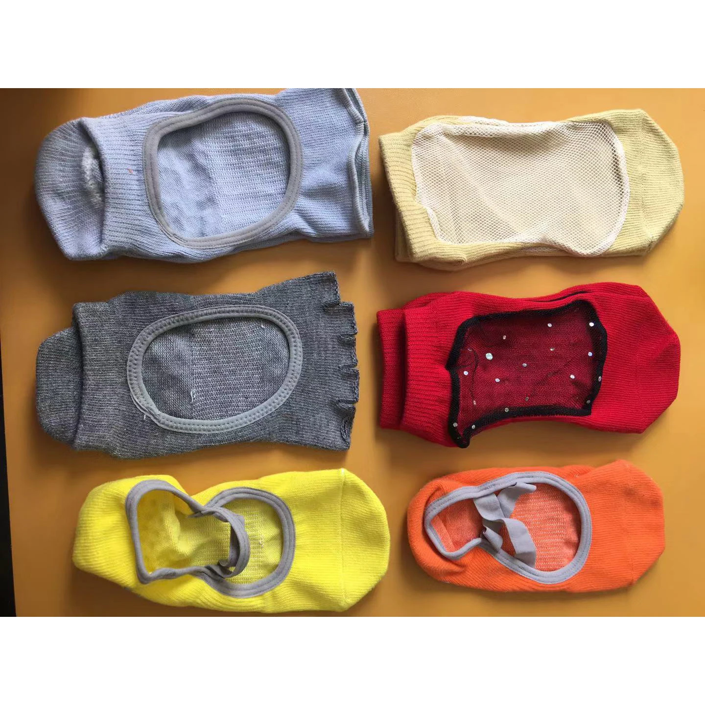 TA21441 Custom Wholesale Real Sample Cotton Colorful Handmade Women Phish Net Glitter Grip Ankle Socks Manufacturer