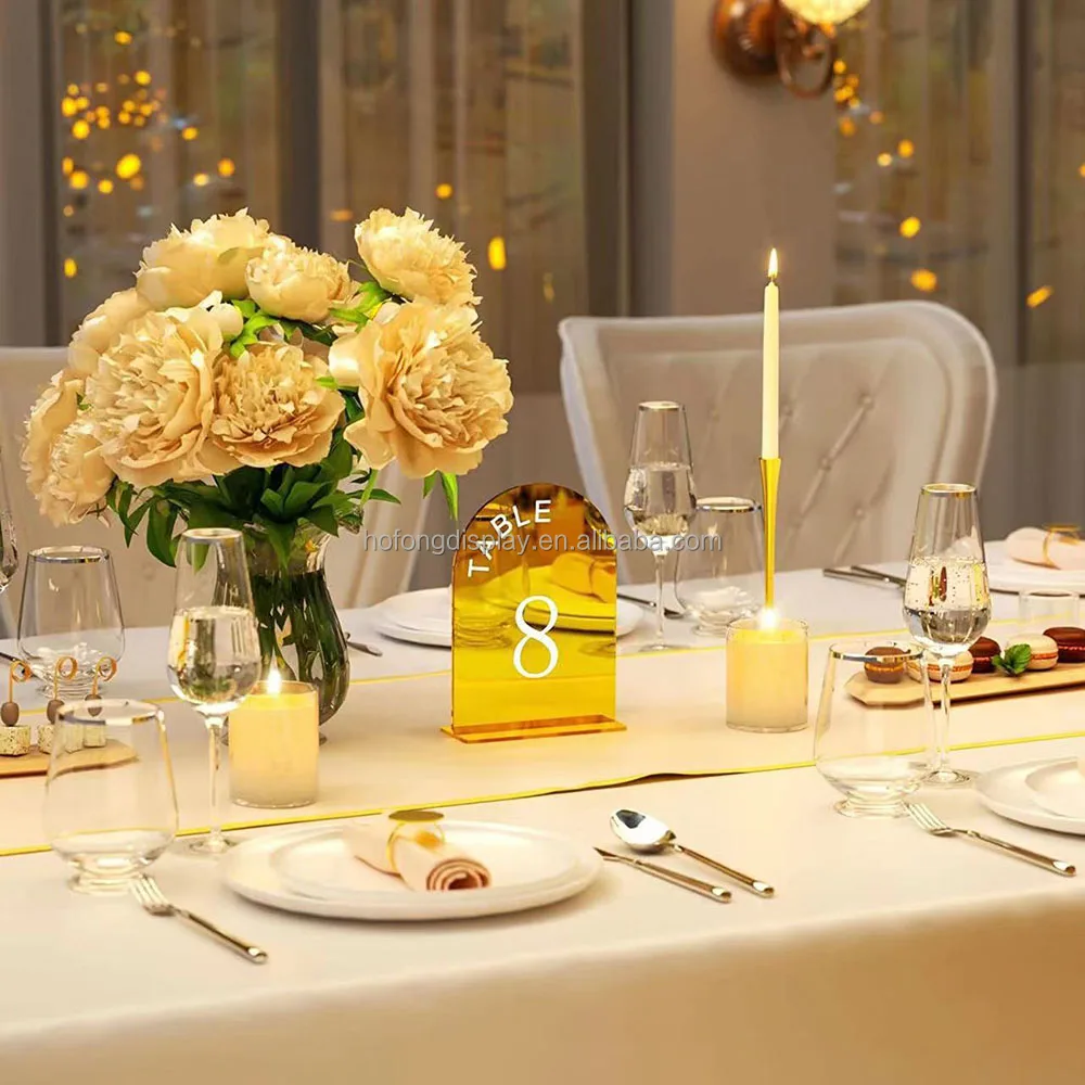 Custom Acrylic Wedding Table Number, Frosted Arch With Stand For Wedding Table Store Centerpieces
