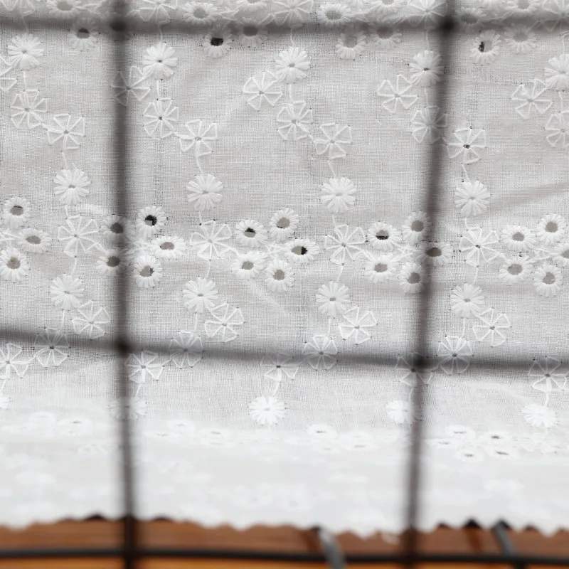 100% swiss voile  all over eyelet fabric  cotton embroidery lace white eyelet embroidered fabric for women dress