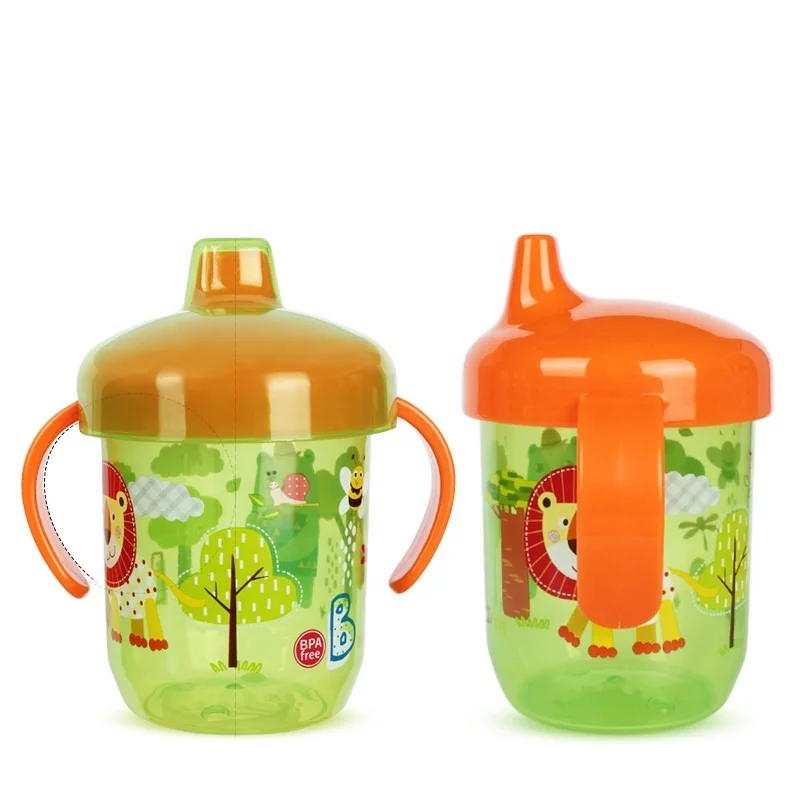 250ml Colorful Plastic Baby Training Water Bottle Leakproof Infant Toddler Baby Bottle  with Duckbill Handle
