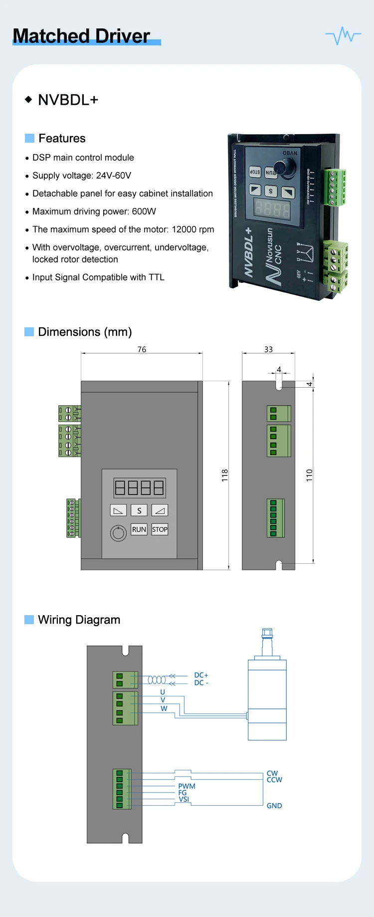 12000rpm 500W ER11 Spindle Motor Small Air cooled Brushless Dc Motors Motorized Table Cnc Spindle Motor