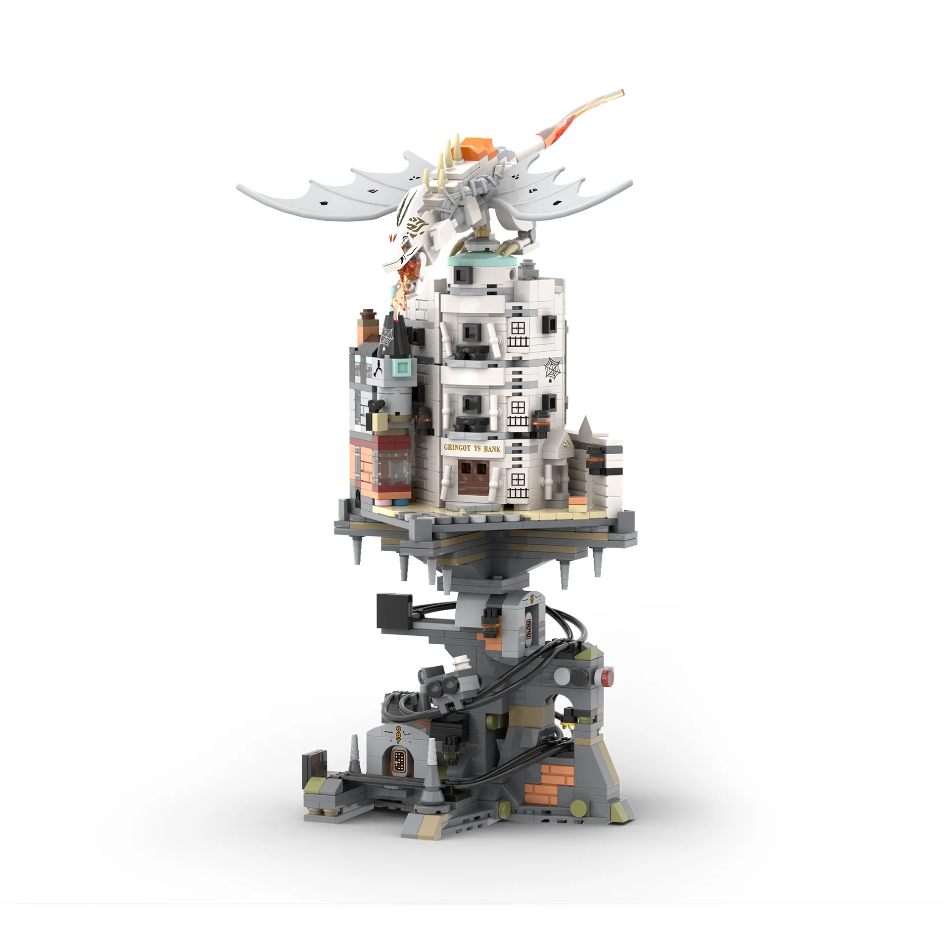 Новое поступление JD026 собранная 3D модель MOC мини-кирпич дракон волшебный мир Гринготтс банк строительные блоки игрушки для Рождества