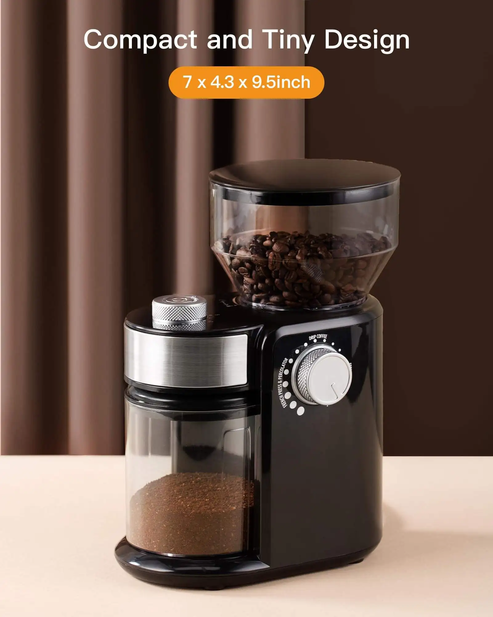 18 Precise Grind Setting Adjustable Burr Mill  Conical Coffee Grinder Electircs Press Espresso Grinder