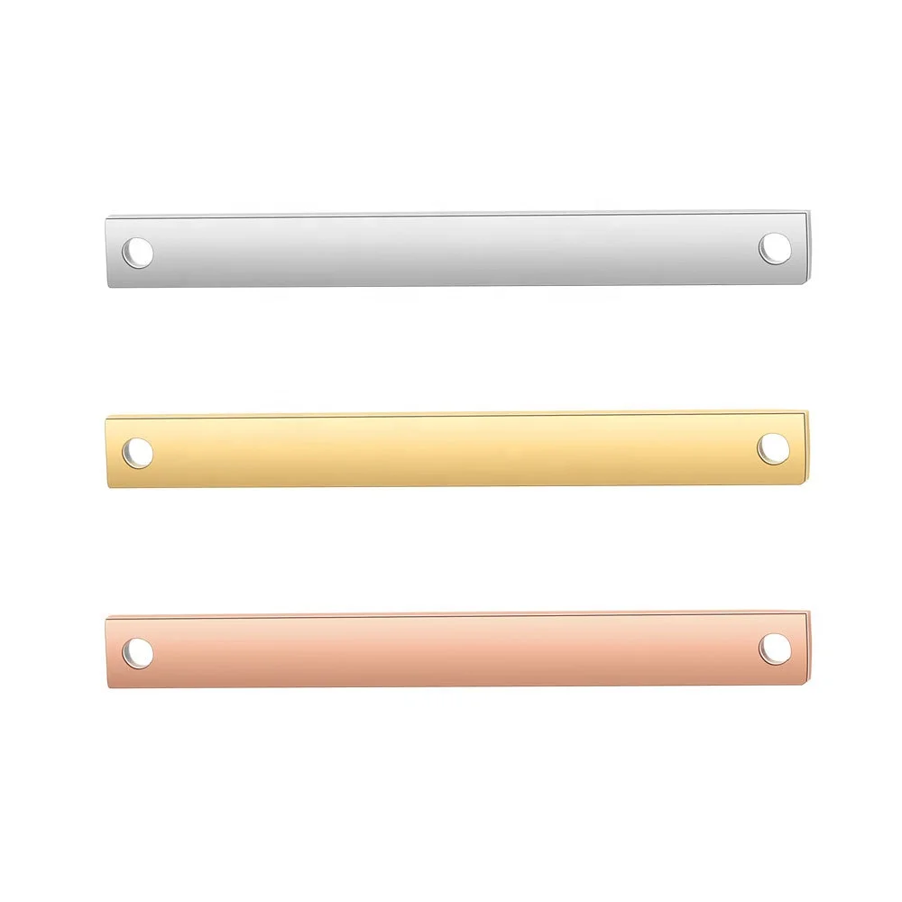 Stainless Steel Mirror Polished Bar Pendant DIY Smooth Lettering 7mm Horizontal Stripe Necklace Pendant Accessories
