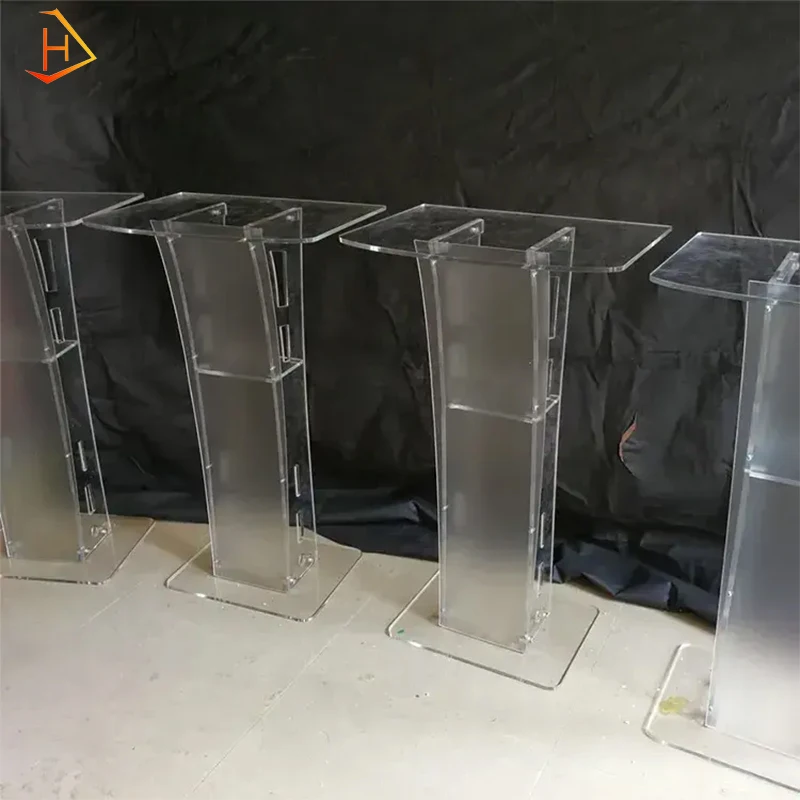 2024 Modern Floor Acrylic Church Pulpit Podium Plexiglass And Led Lamp Sales