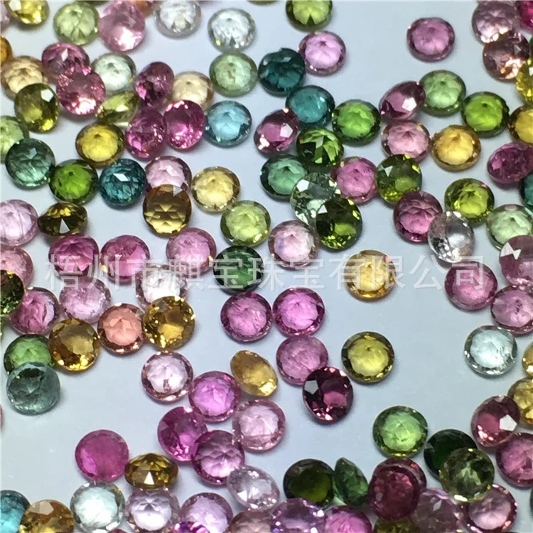 Mix-Color Loose Gemstone Round Cut Natural Tourmaline Gemstone For Jewelry Making
