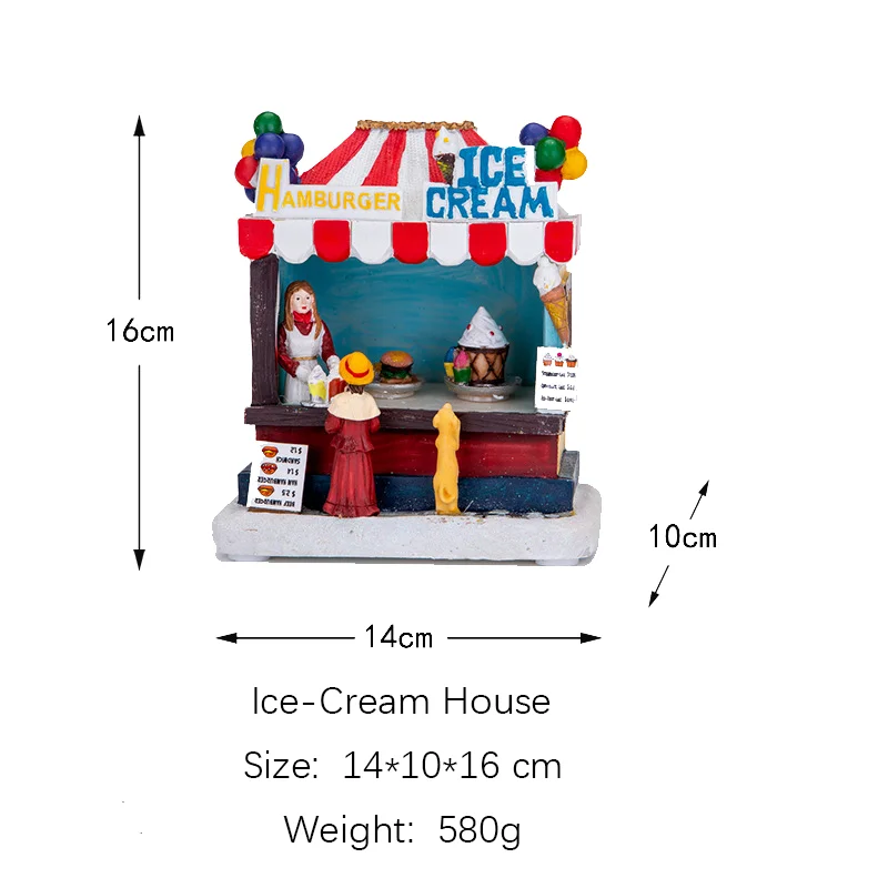 Home Decoration Christmas House statue With Light  music Christmas Gift sculpture Ornament Resin craft Art