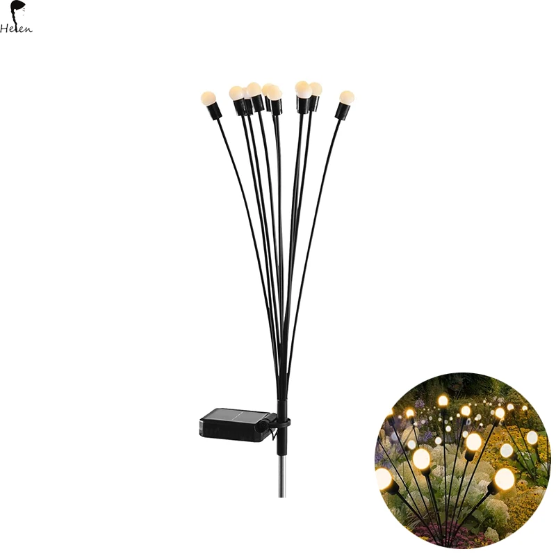 2023 Helen Solar Orange Firefly Lights,Solar Garden Outdoor Swaying Lights by Wind, Orange Waterproof Solar Powered Decorative