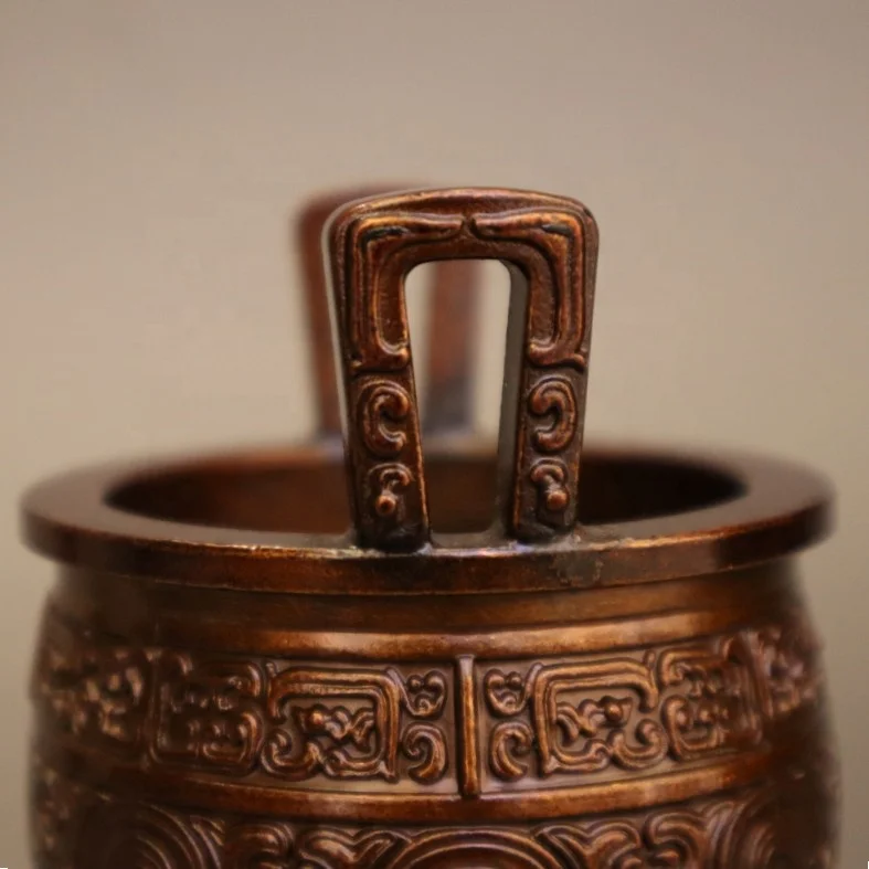 Antique Chinese Ancient Dynasty  Brass Censer Incense Burner Ding Vessel for Incensory Burning Food Vessel Supplies