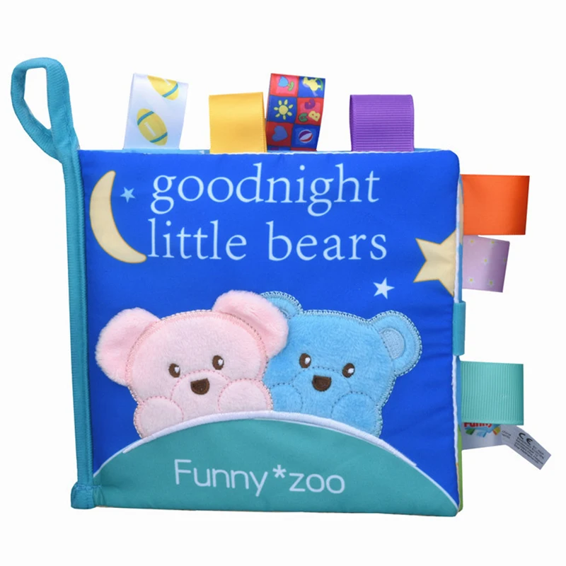 2019 Animal three-dimensional Baby Cloth Book early Baby Toys Education tear not rotten Baby Cloth Book bell toy