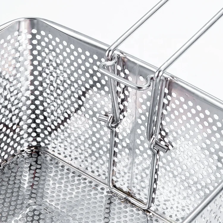 Hotel Kitchen Equipment Non-stick Rectangle Commercial Iron Fryer Basket French Fries Wire Mesh Deep Fry Basket