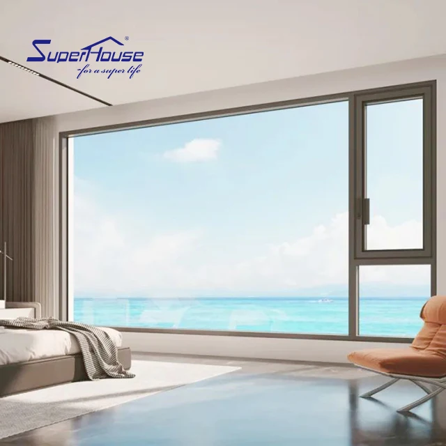 Minimalism Series Window Ultra Double Glass Aluminum Alloy Line Fixed Slimline Window Floor To Ceiling Windows