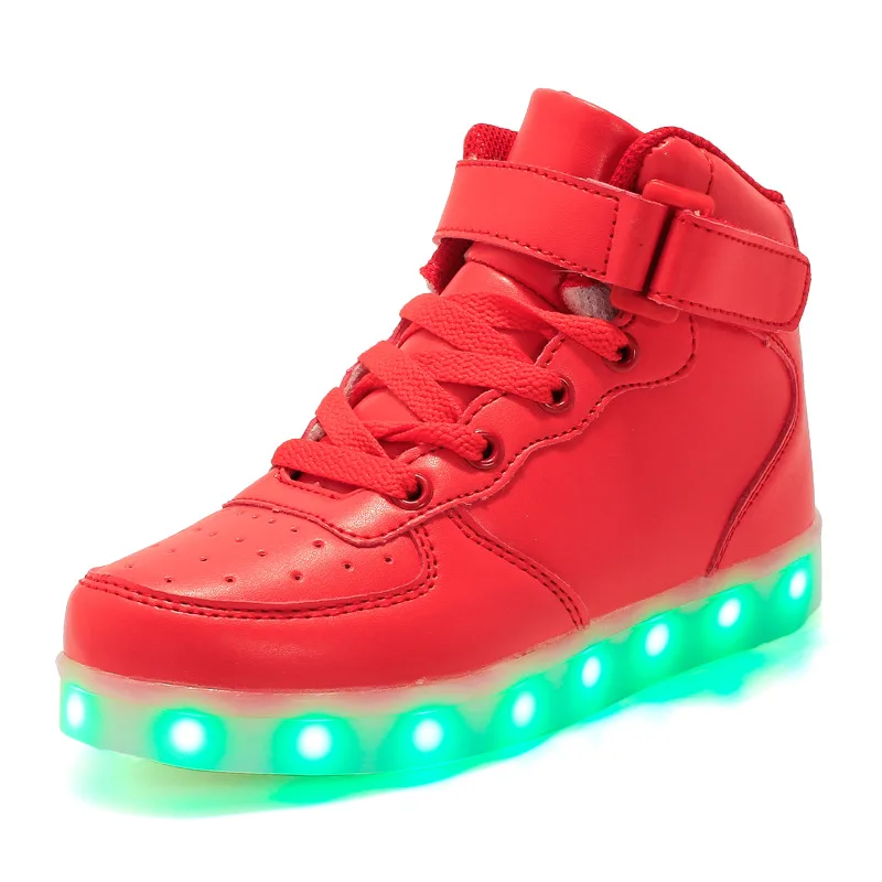 Cheap High Top Light UP Fashion Sneakers Adult Led Skateboard Shoes Comfortable Kids Flashing Light Shoes USB